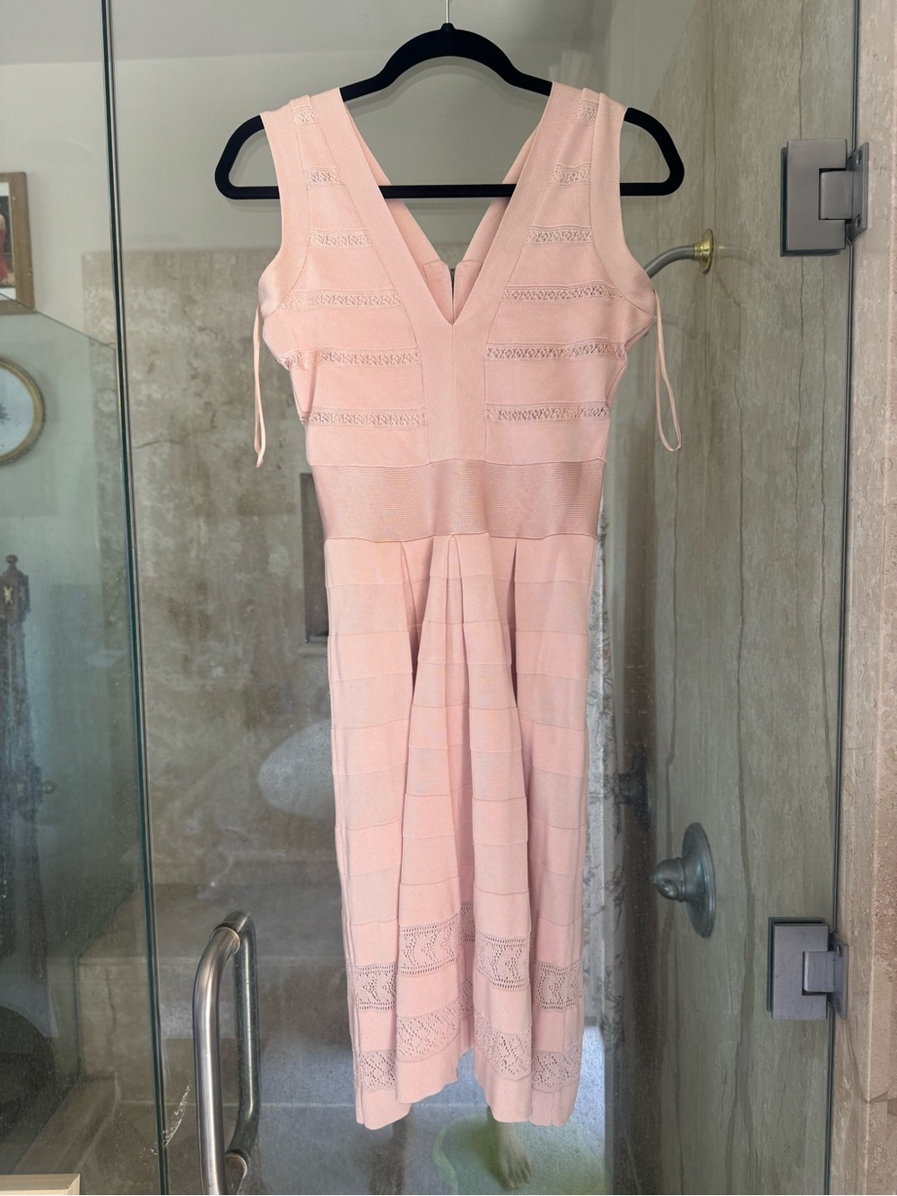 French Connection Blush Pink V-Neck Midi Dress